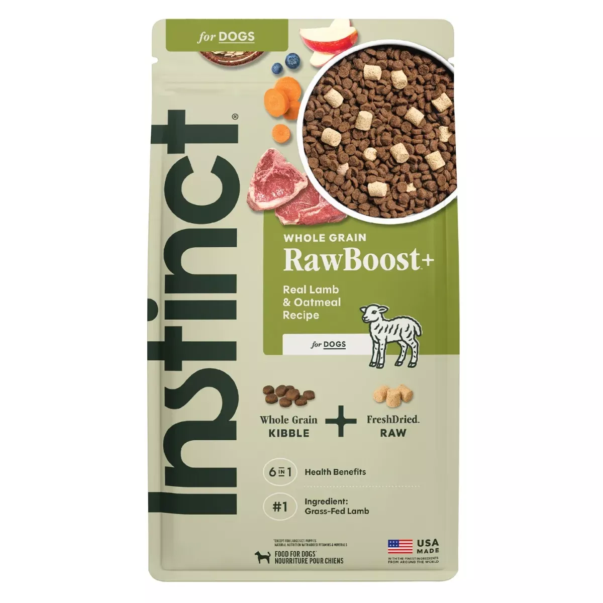 Instinct RawBoost+ Whole Grain Dry Food for Dogs - Lamb & Oatmeal Recipe