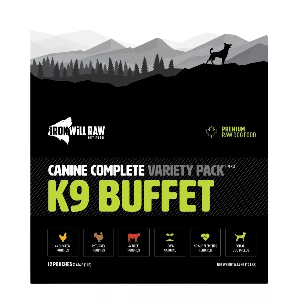 Iron Will Raw Pet Food Canine Complete Variety Pack - K9 Buffet