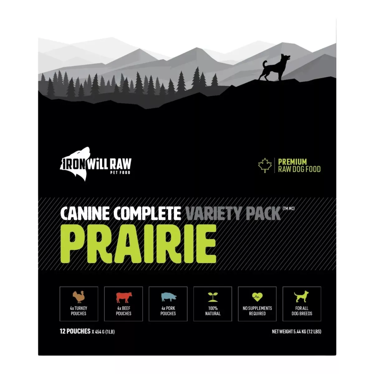 Iron Will Raw Pet Food Canine Complete Variety Pack - Prairie