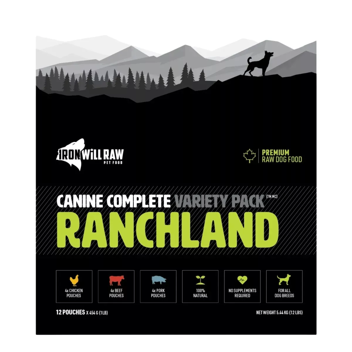 Iron Will Raw Pet Food Canine Complete Variety Pack - Ranchland