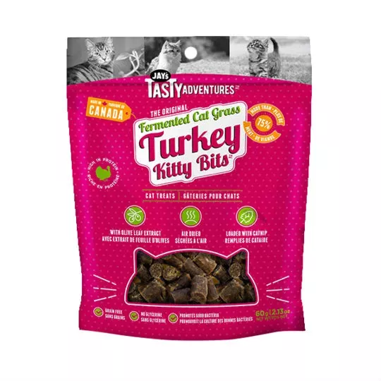 Jay's Tasty Adventure Cat Treats - Fermented Cat Grass Turkey Kitty Bits