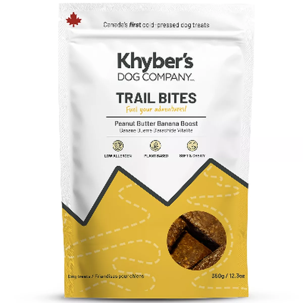 Khybers Dog Company Peanut Butter Banana Boost Trail Bites Plant-Based Dog Treats