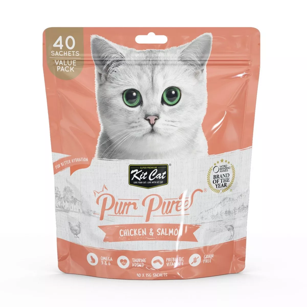 Kit Cat Purr Puree Cat Treat Value Pack Chicken & Salmon 40x15g