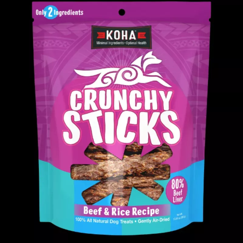 Koha Crunchy Sticks Air Dried Beef & Rice Recipe Dog Treats 10.58 oz