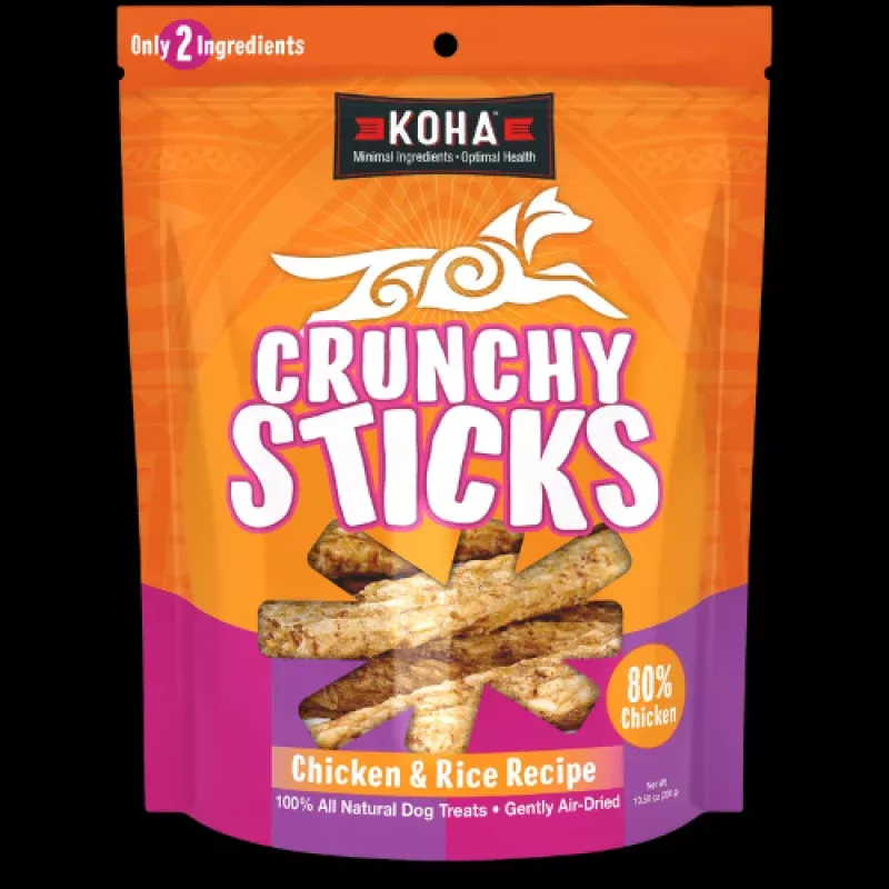 Koha Crunchy Sticks Air Dried Chicken & Rice Recipe Dog Treats 10.58 oz