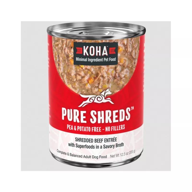 Koha Pure Shreds Dog Food Beef Entree 12.5 oz single