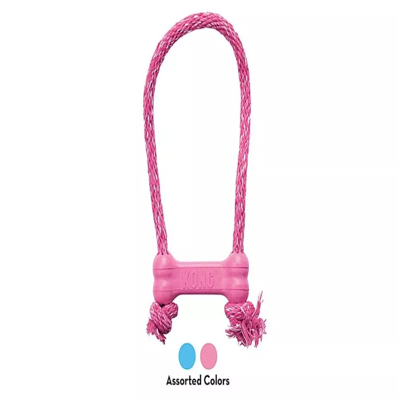 Kong Puppy Goodie Bone w/Rope Assorted Colour