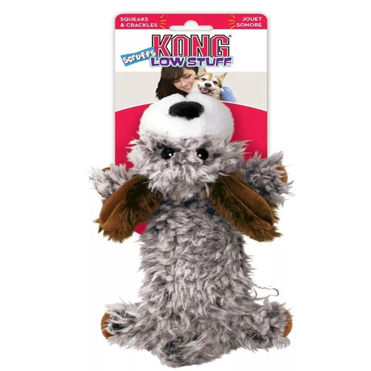 KONG Scruffs – Low Stuff Dog – Squeak & Crinkle Dog Toy