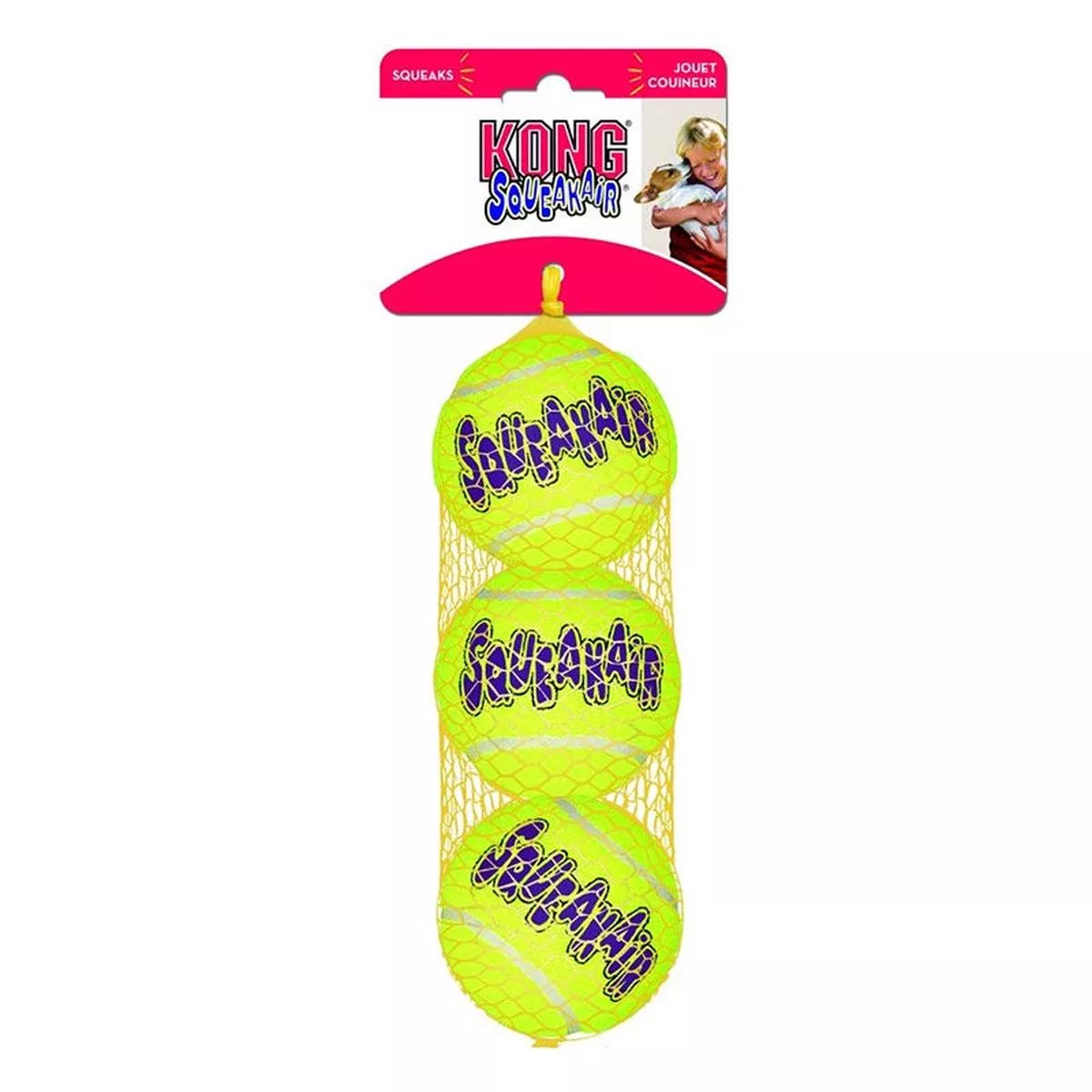 Kong Squeak Air Tennis Ball Small 2″ – 3-Pack