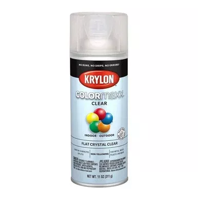 Krylon Colormaxx Flat Crystal Clear Spray Paint – 11 oz