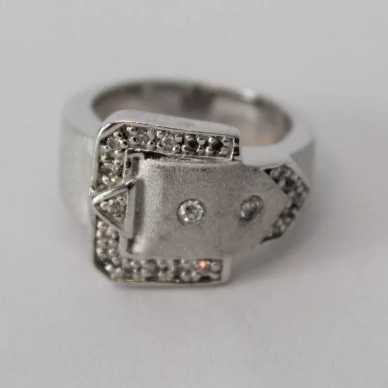 Ladies Large Buckle Ring Stainless Steel