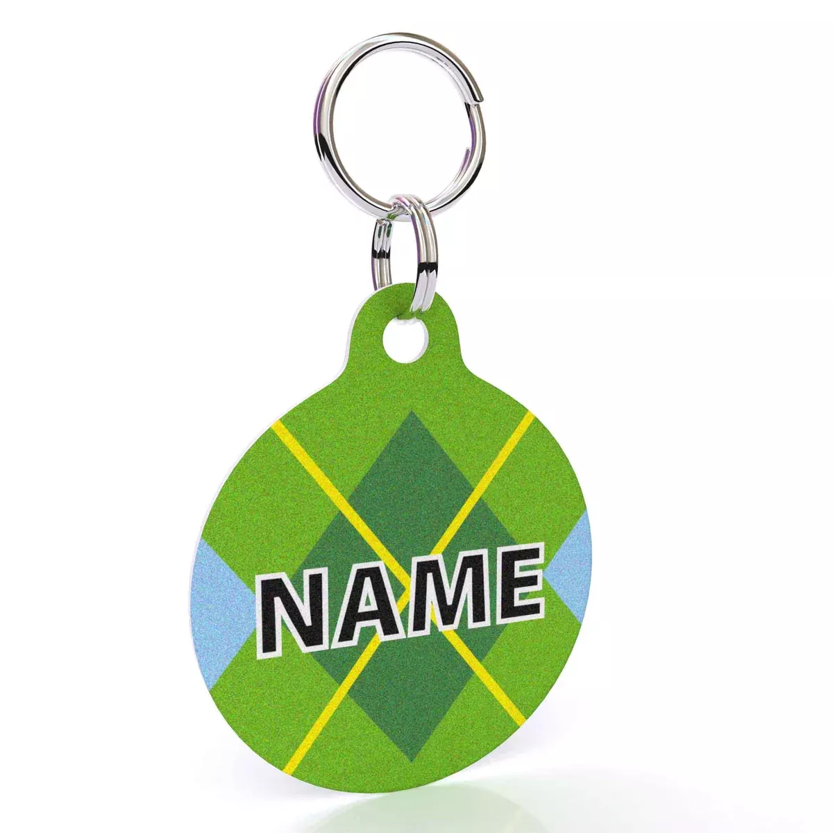 Lime Argyle HD Dog ID Tag