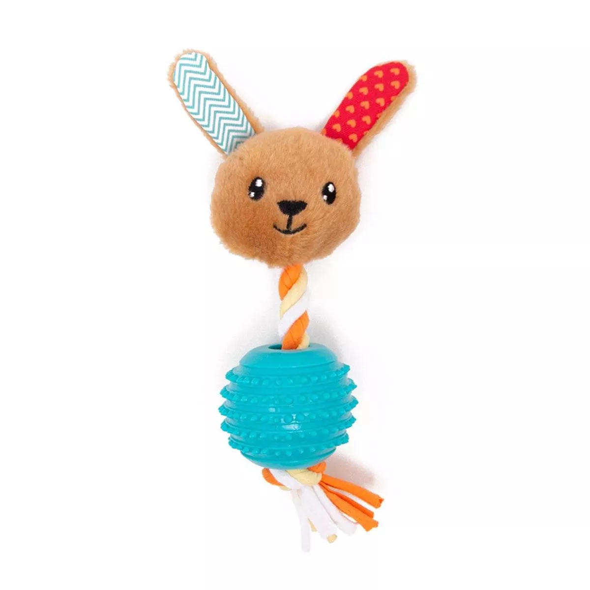Little Lively Rabbit Face with Rope TPR Ball – Interactive Dog Toy