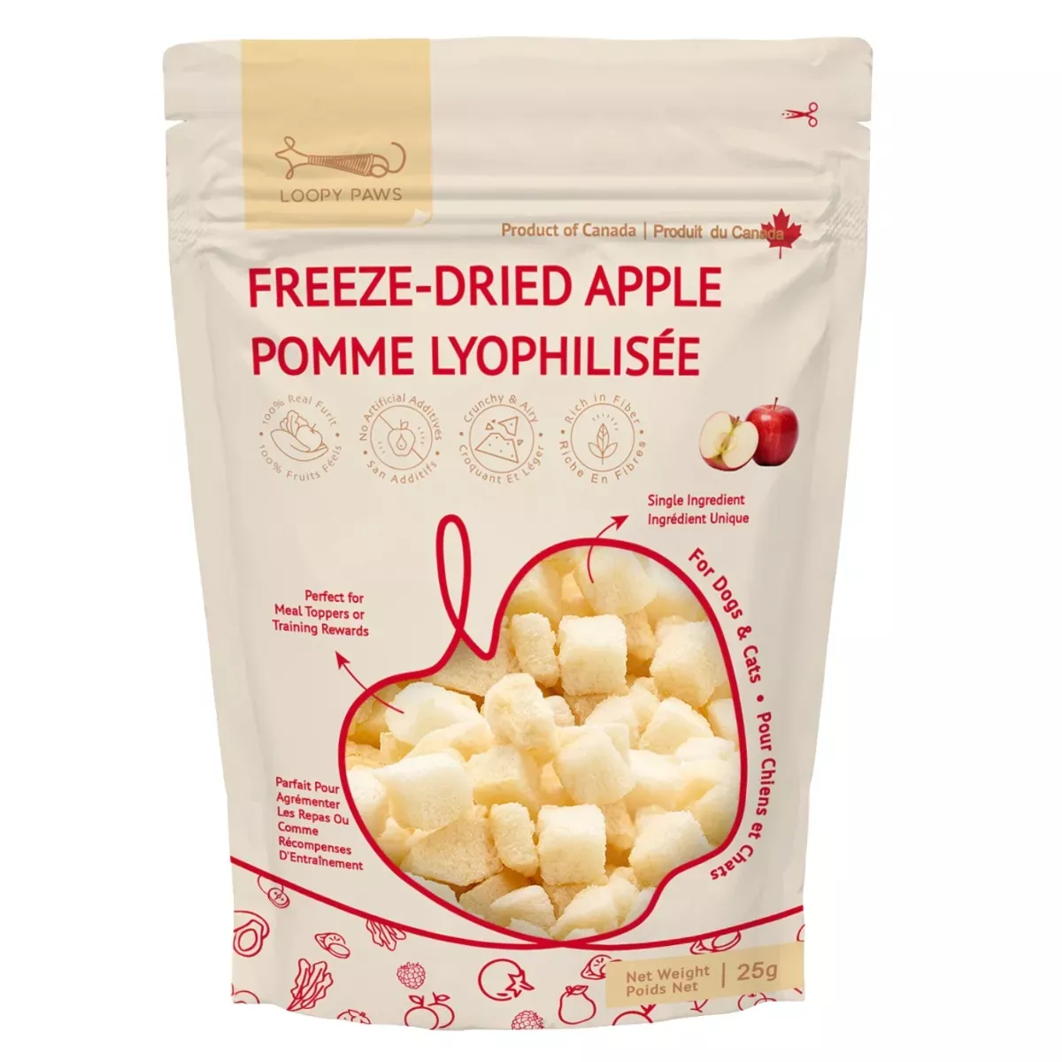 Loopy Paws Freeze-Dried Treats for Dogs & Cats - Apple