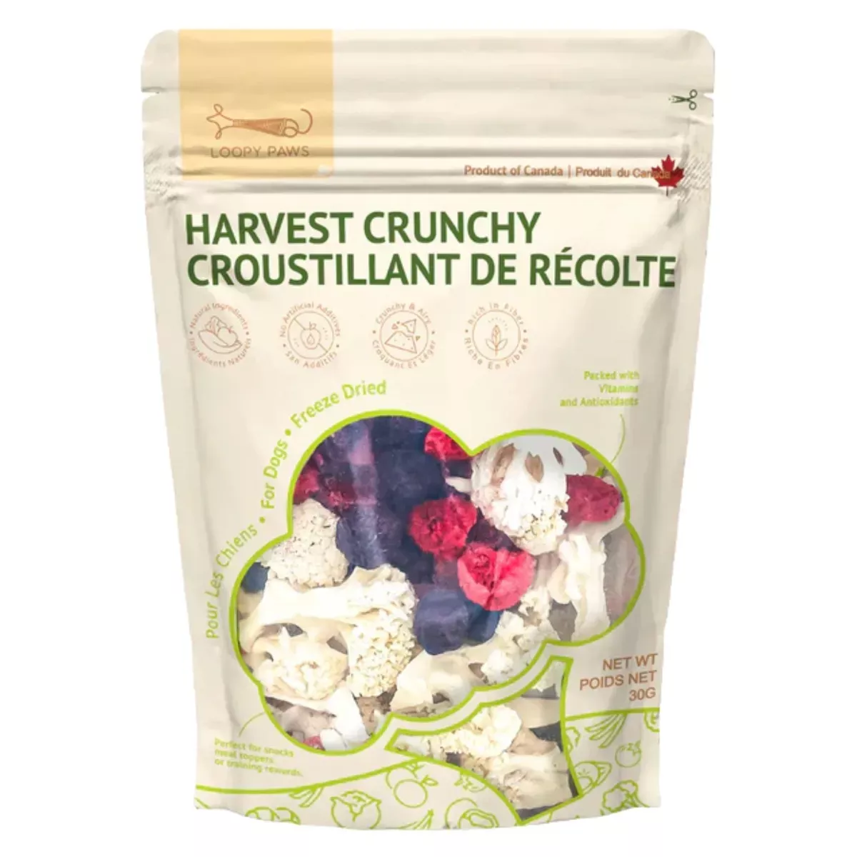 Loopy Paws Harvest Crunch Food Topper for Dogs - Cauliflower Mix