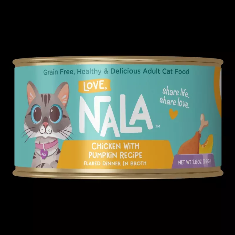 Love, Nala Chicken With Pumpkin Flaked Recipe Dinner In Broth Grain-Free Adult Cat Food, 2.8-oz