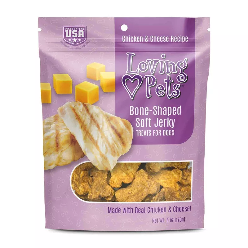 Loving Pets Chicken & Cheese Soft Jerky Bones 6-oz, Dog Treats