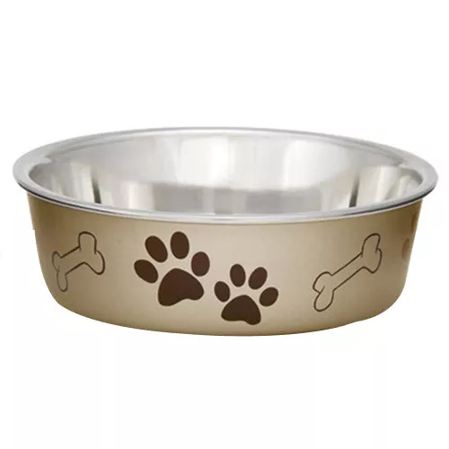 Loving Pets, Loving Pets Metallic Dog Bowl, Champagne, 1 Each/Medium