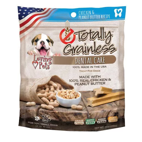 Loving Pets, Loving Pets Totally Grainless Dental Care Dog Treats, Chicken & Peanut Butter, 1 Each/6 Oz, Large