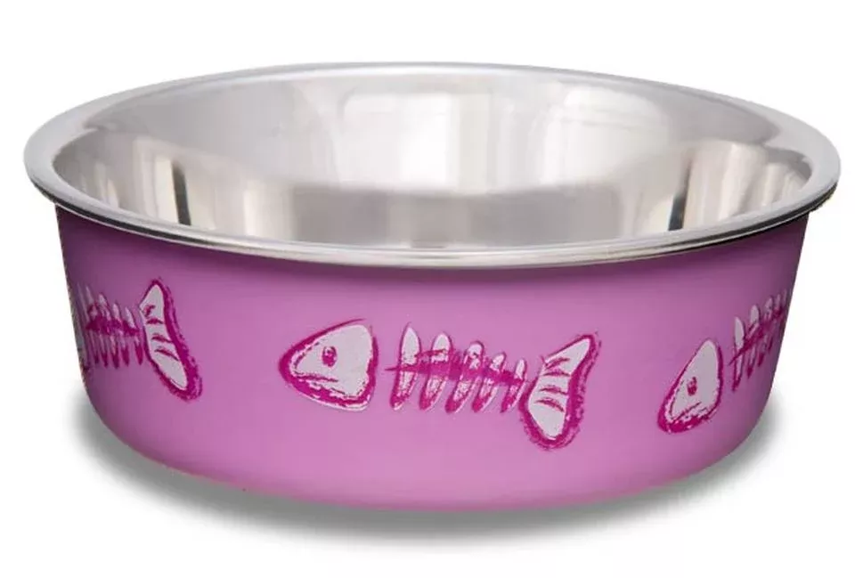 Loving PetsBella Bowl Fish Skeleton Design - Pink