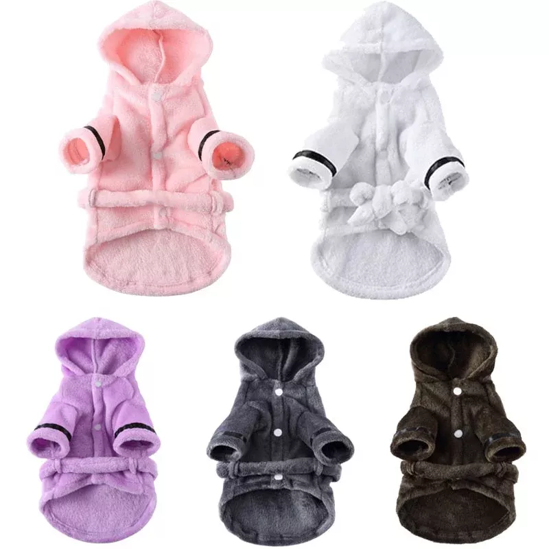 Luxury Soft Pet Dog Puppy Hooded Bathrobe
