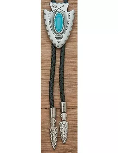 M&F Antiqued Silver Arrowhead Bolo – Black