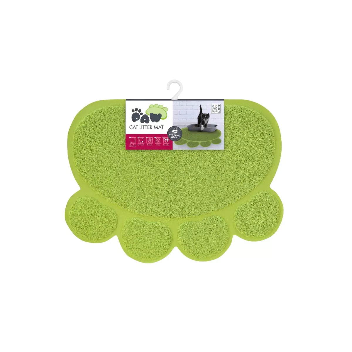 M-PETS PAW Style Cat Litter Mat Green