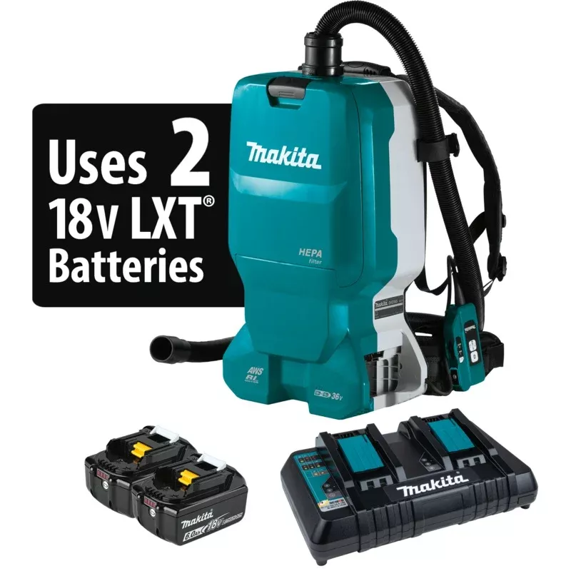 MAKITA 36V (18V X2) LXT 1.6 Gallon HEPA Filter Backpack Dry Dust Extractor Kit