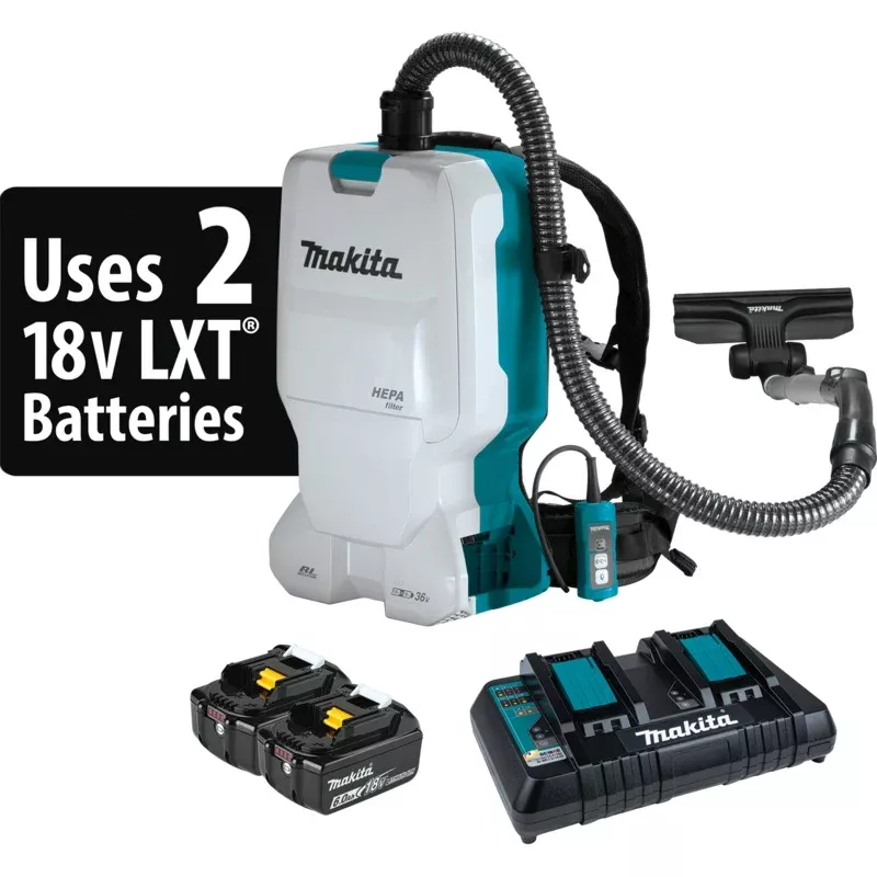MAKITA 36V (18V X2) LXT 1.6 Gallon HEPA Filter Backpack Dry Vacuum Kit