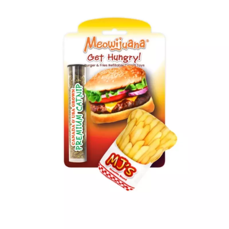 Meowijuana Get Hungry Burger & Fries Refillable Catnip Toy 2ct