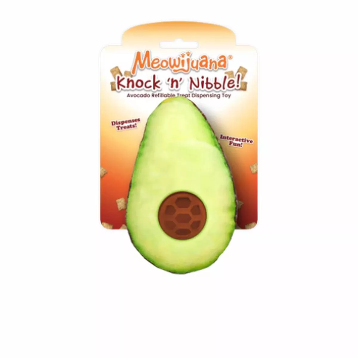Meowijuana Knock 'n' Nibble Refillable Treat Dispenser Avocado Cat Toy