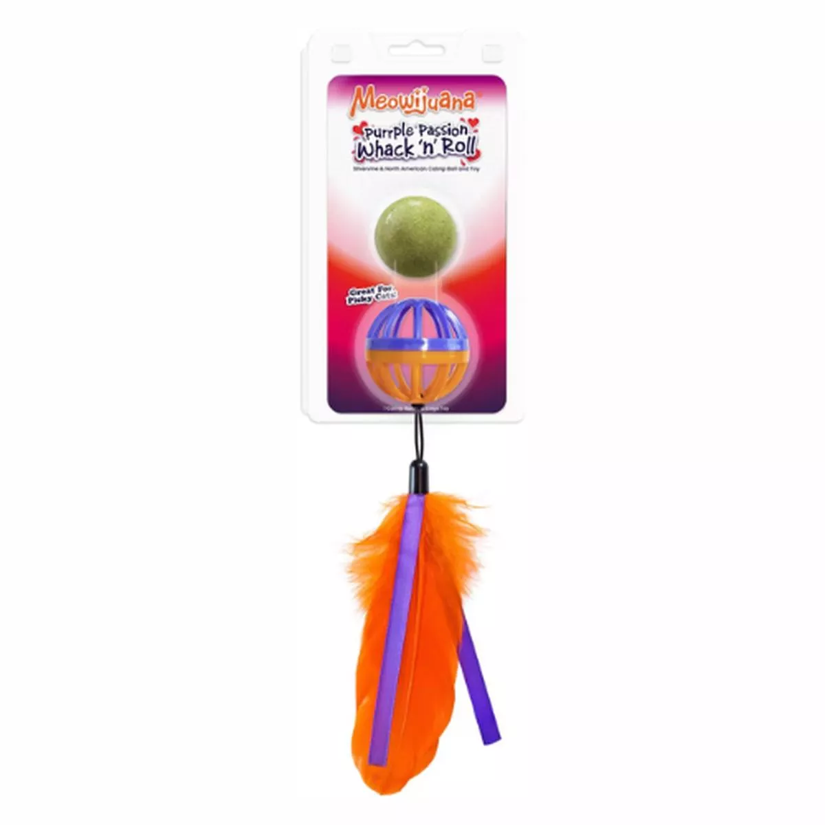 Meowijuana Purple Passion Whack 'n' Roll Compressed Catnip Ball w/ Cage