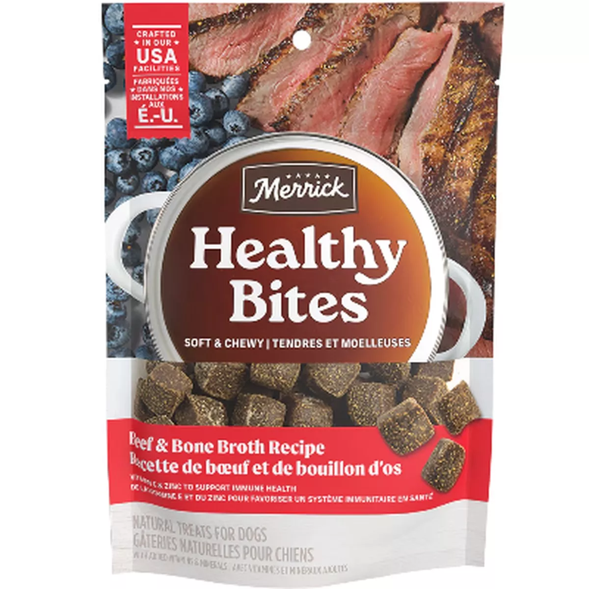 Merrick Healthy Bites Beef and Bone Broth Soft and Chewy Dog Treats