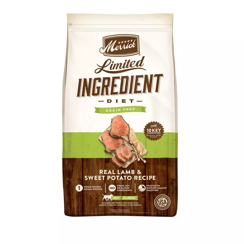 Merrick Limited Ingredient Diet Grain Free Dry Dog Food Real Lamb & Sweet Potato Recipe – 22 lb Bag