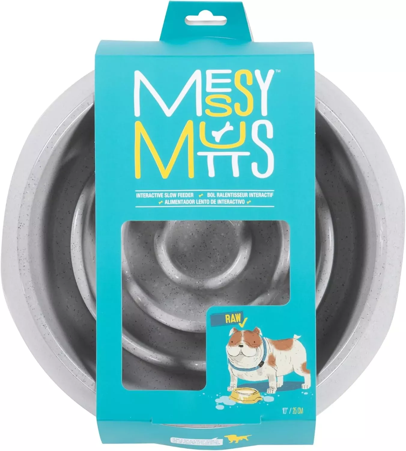 Messy Mutts Round Slow Feeder - Speckled Gray 3 Cup