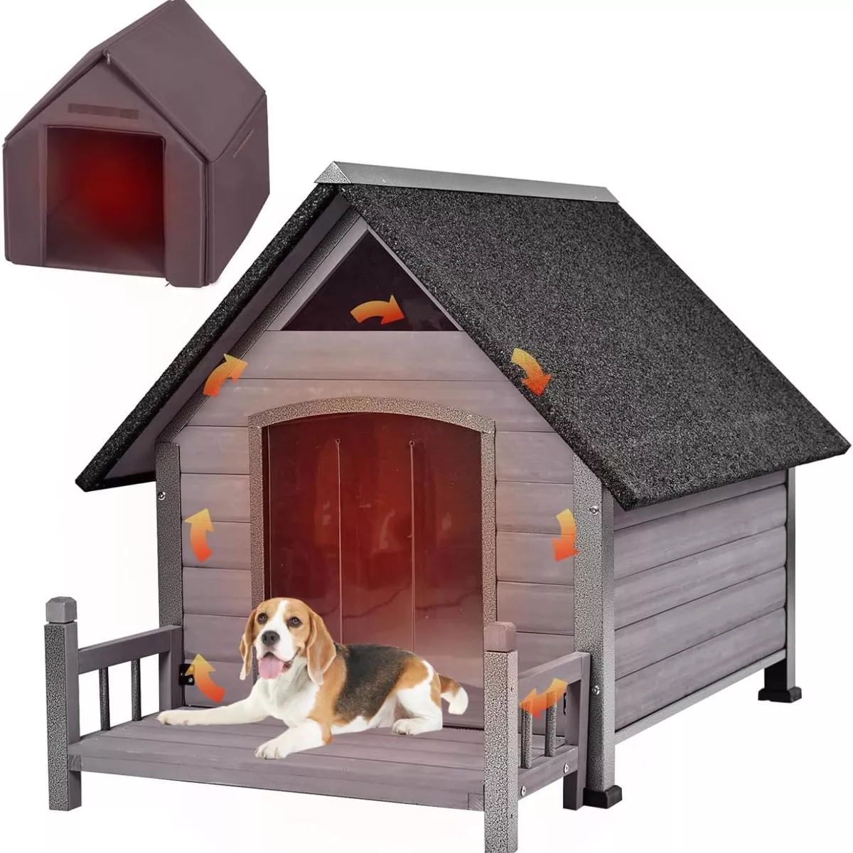 Metal Frame Dog House with Insulated Liner for Indoor & Outdoor Use – Large Dog Kennel with Weatherproof Roof & Foot Pads for Small, Medium & Large Dogs(White)