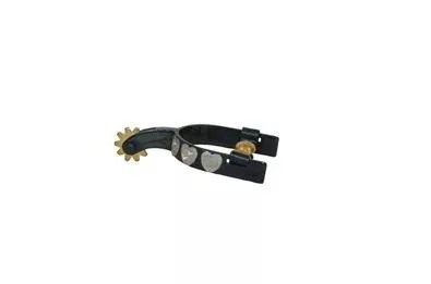 Metalab Black Satin Spur W Engraved Hearts Kid Brn