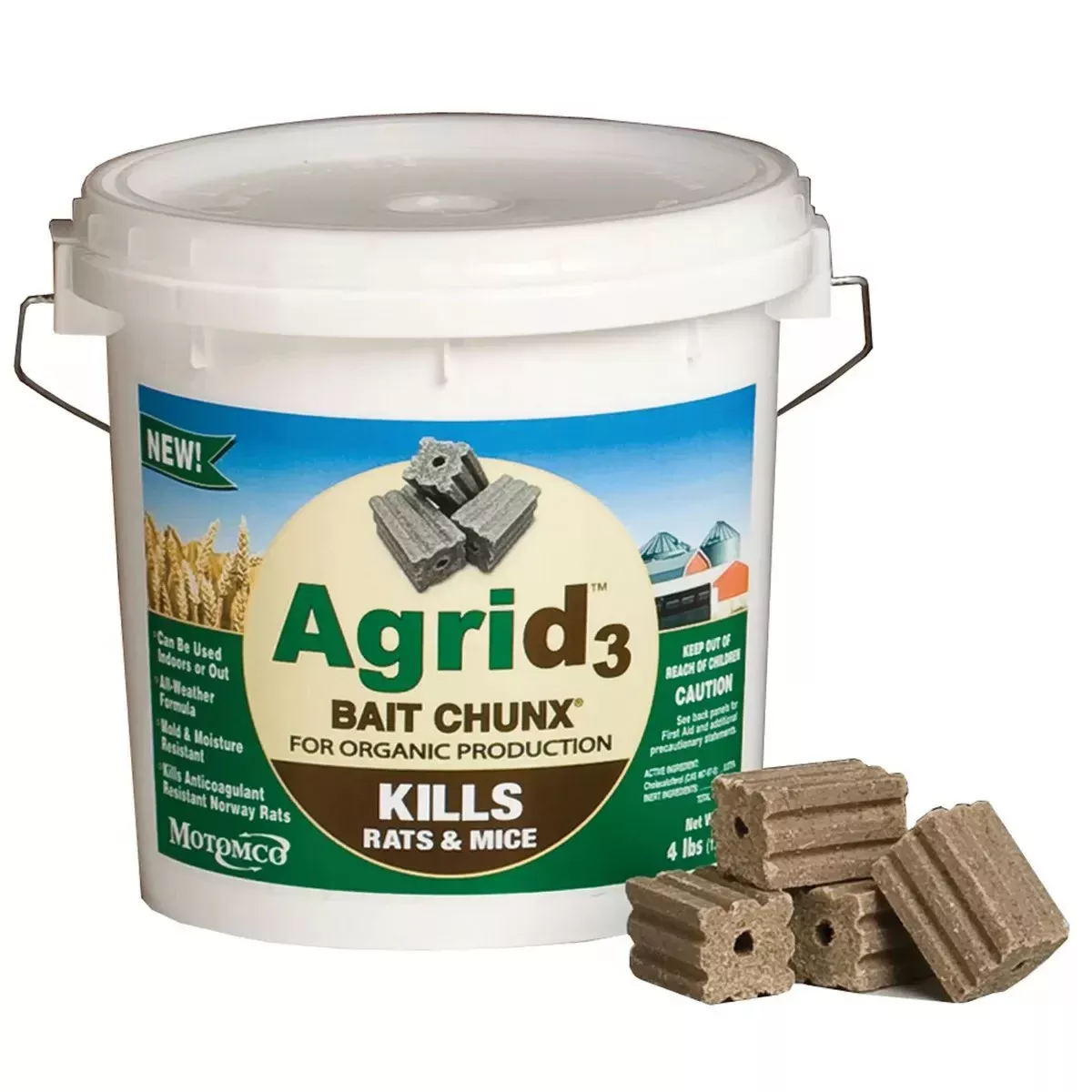 Motomco Agrid3™ Rat Bait Chunx Bucket – 4 lbs.