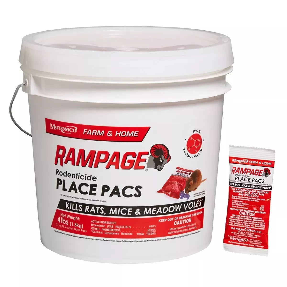 Motomco Rampage Rat Place Pacs Bait Bucket – 4 lbs