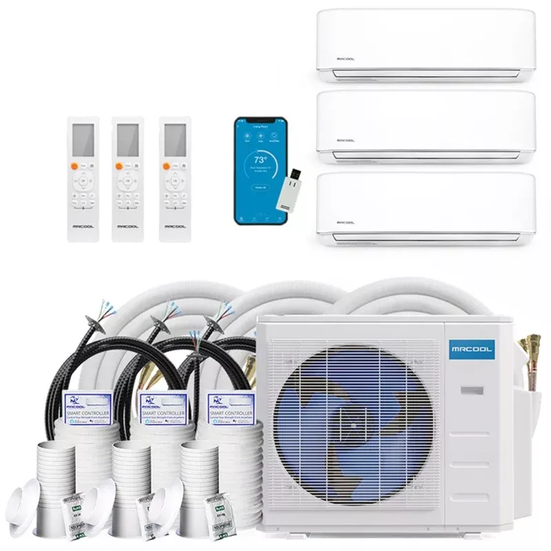 MRCOOL DIY GEN 4 27000 Btu Ductless Mini Split Air Conditioner With Heat Pump – 3 Zone Wall Mounted 9K+9K+9K With Two 25 And One 50 Foot Install Kits, DIY Pro Cable, & Enhanced Wifi Connectivity, 230 Volts | Customer Favorites