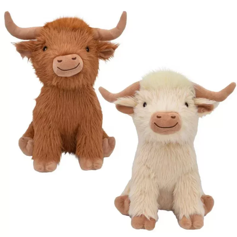 Multipet Jumbo Highland Cow Shaggy 14" Dog Toy Brown & Cream