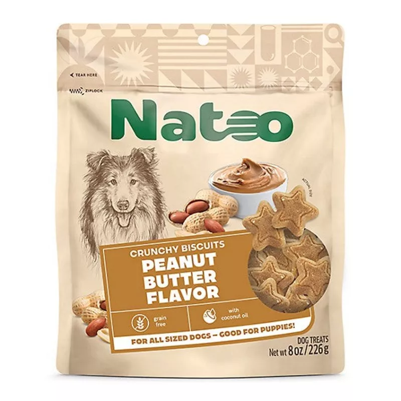 Natoo Peanut Butter Crunchy Biscuit Dog Treats 8oz