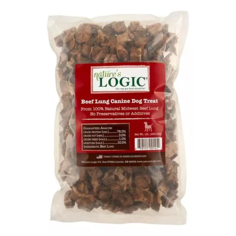 Nature's Logic Beef Lung Dehydrated Dog Treats, 1-lb bag