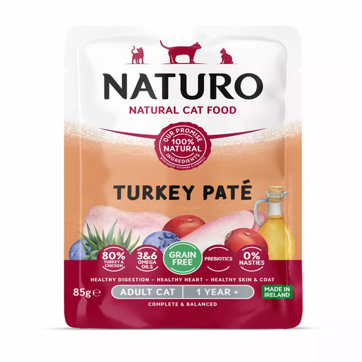 Naturo Cat Turkey Pat Pouch 85g x 8
