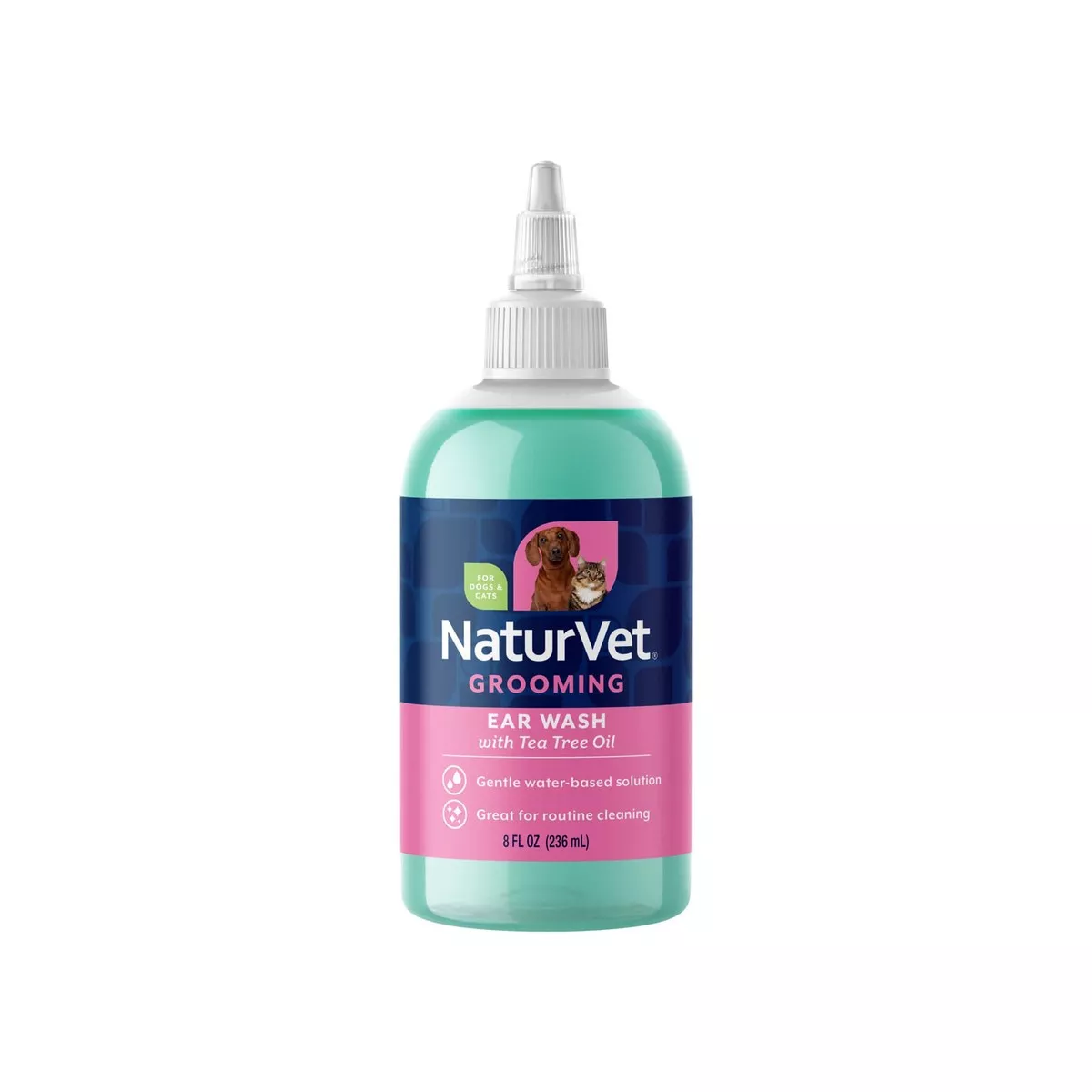 NaturVet Baby Powder Scented Ear Wash Plus Tea Tree Oil for Dogs & Cats