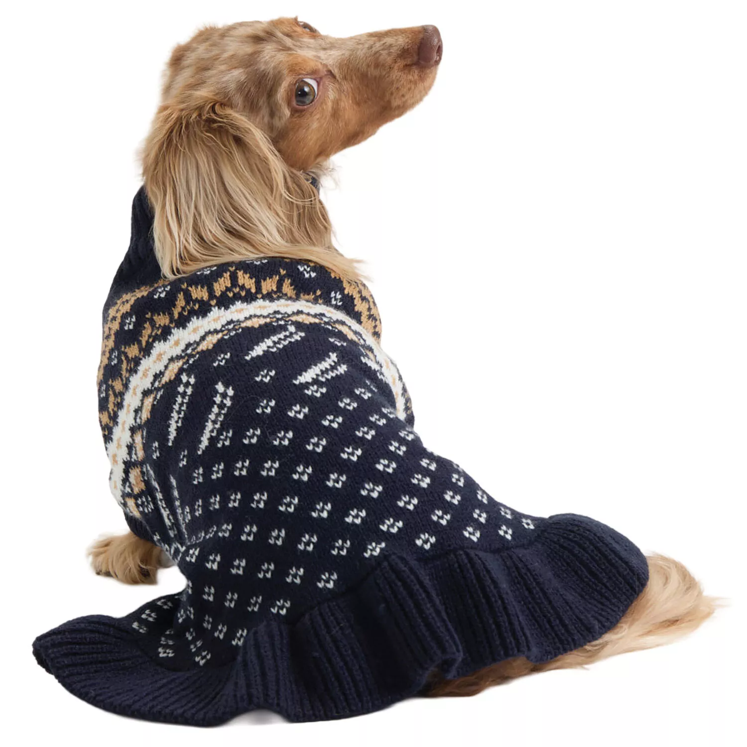 Nautica, Mockneck Fairisle Sweater Dress - Navy