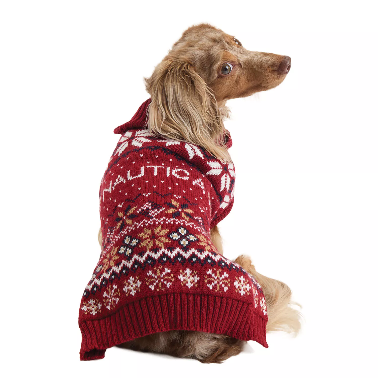 Nautica, Mockneck Fairisle Sweater - Red
