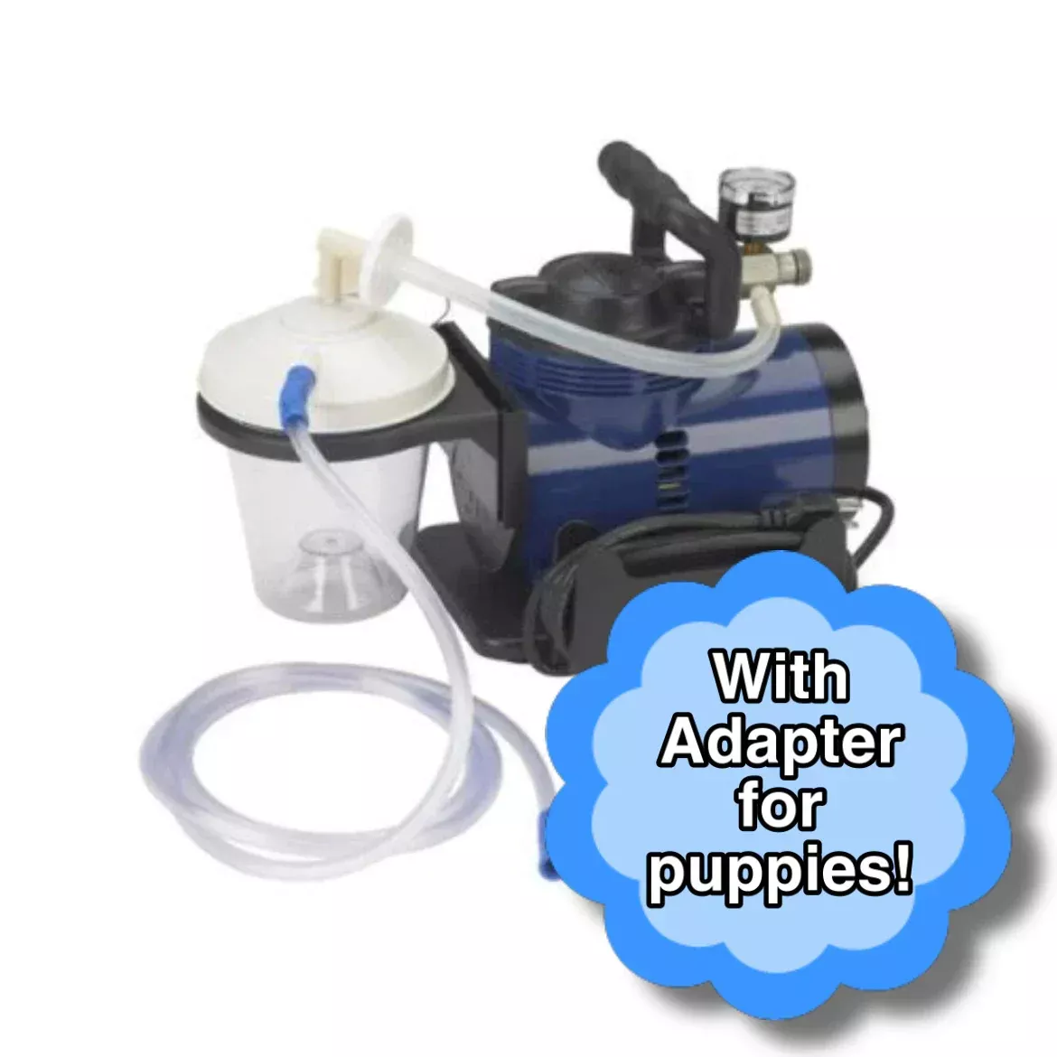 Neo-Natal Puppy Suction Machine with Adapter – Airway Care Tool for Newborn Puppies – Includes Hose and Puppy Nostril Adapter – Lifetime Adapter Replacement Program