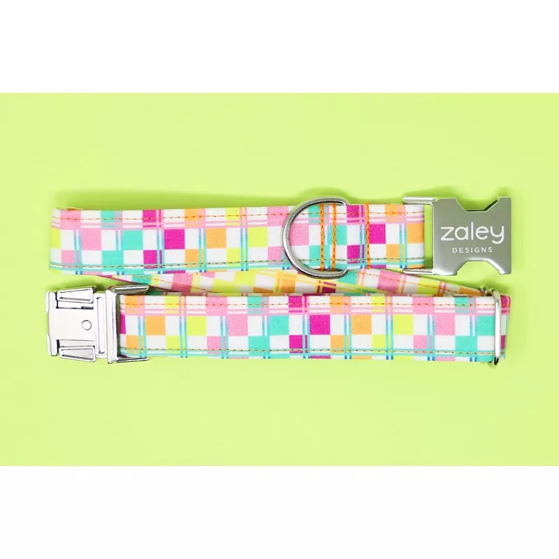 Neon Checkered Dog Collar