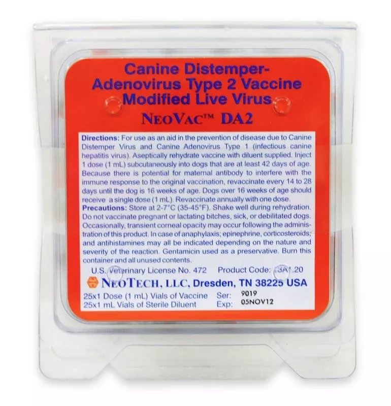 Neovac DA2 25x1ml Vials Canine Vaccine